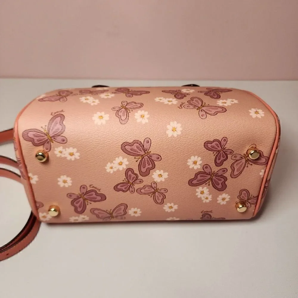 NWT COACH CH214 Lovely Butterfly Rowan Satchel Crossbody Canvas Leather - Picture 6 of 8